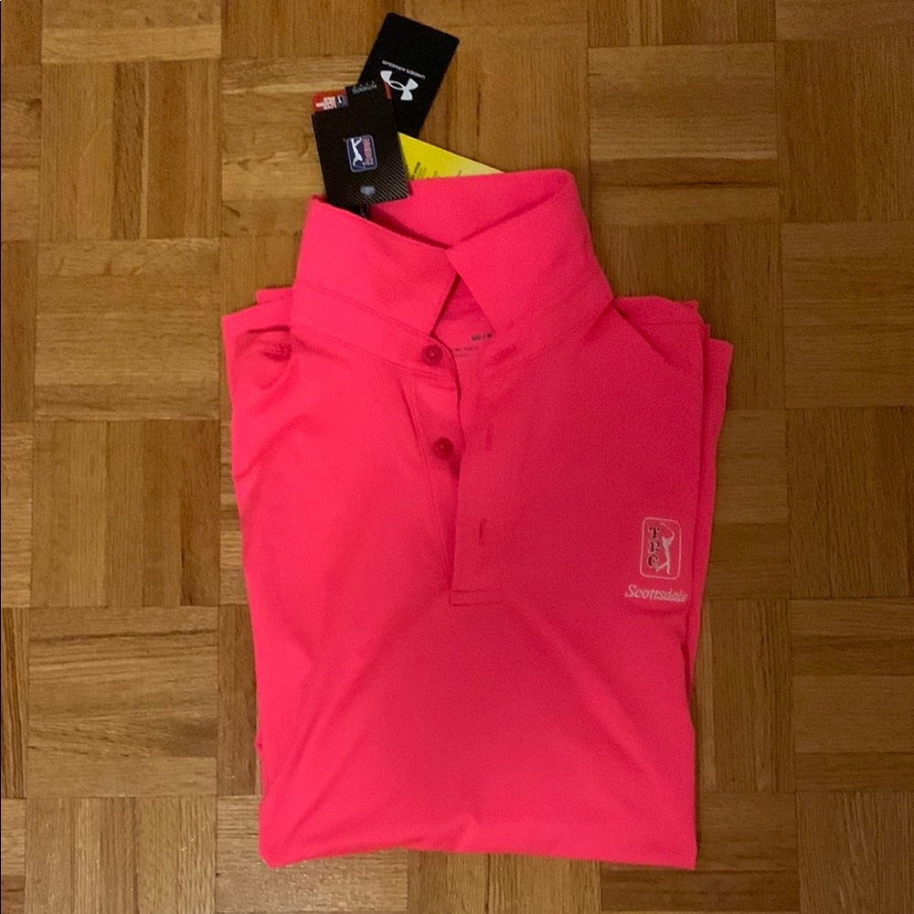 Under Armour Men's Pink Polo Golf Shirt